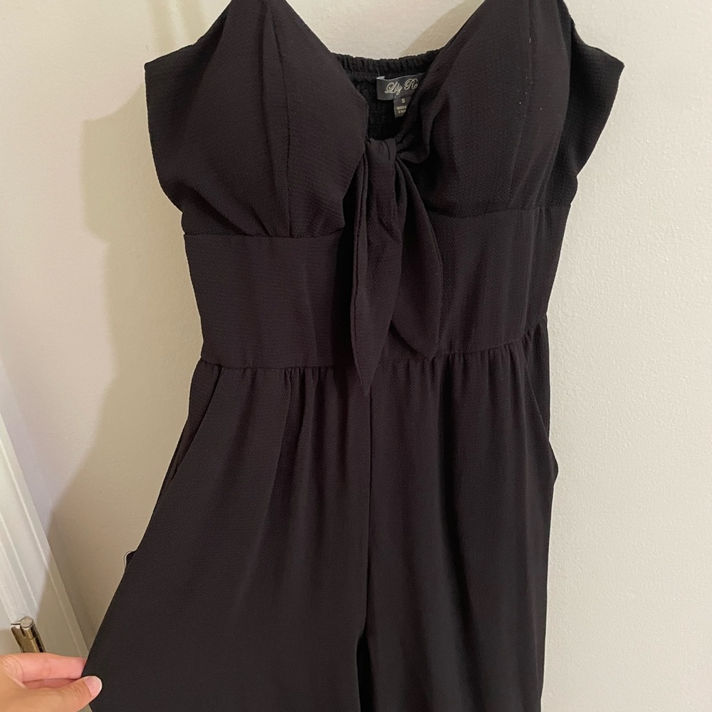 black tie front pantsuit romper